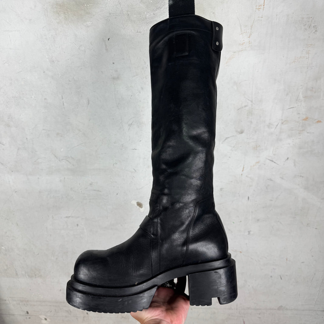 Rick Owens Leather Bogun Knee High Boots