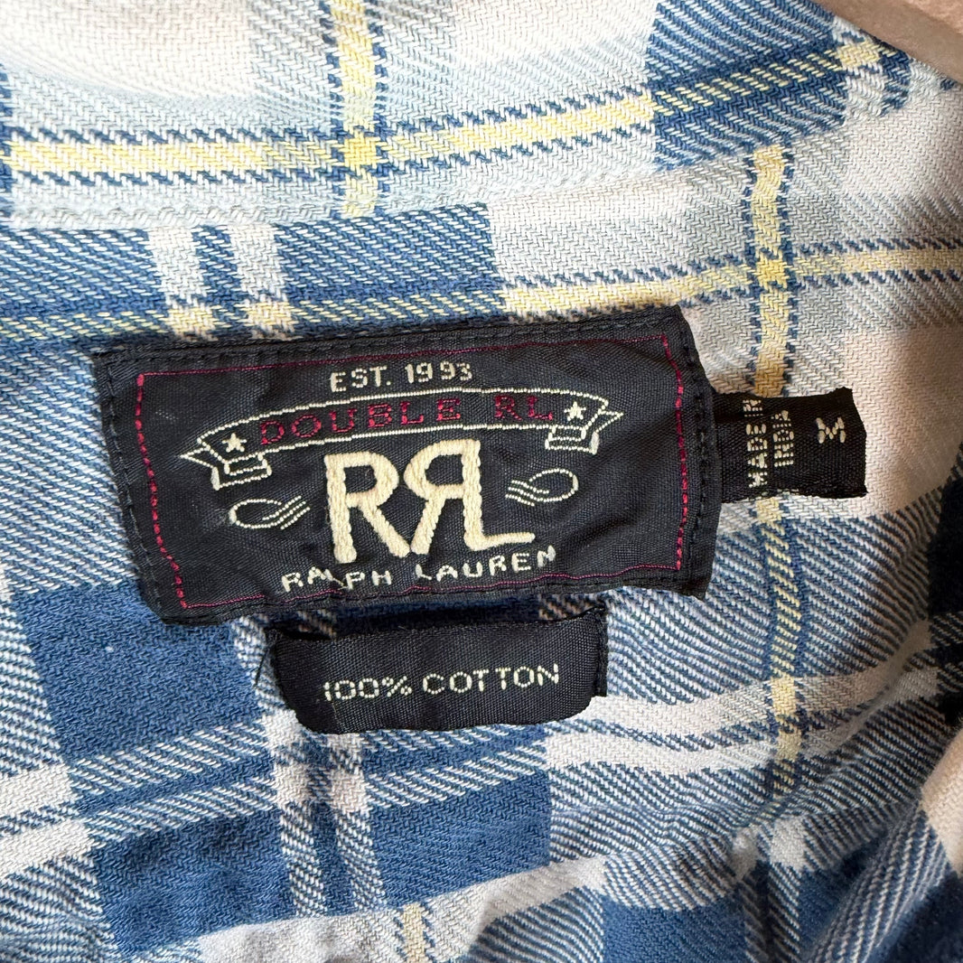 RRL Blue/White Plaid Button Up LS Pocket Shirt