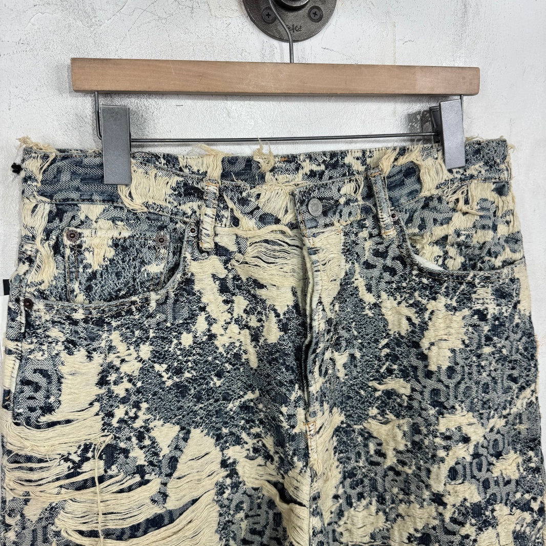 Acne Studios Distressed Monogram Denim Shorts