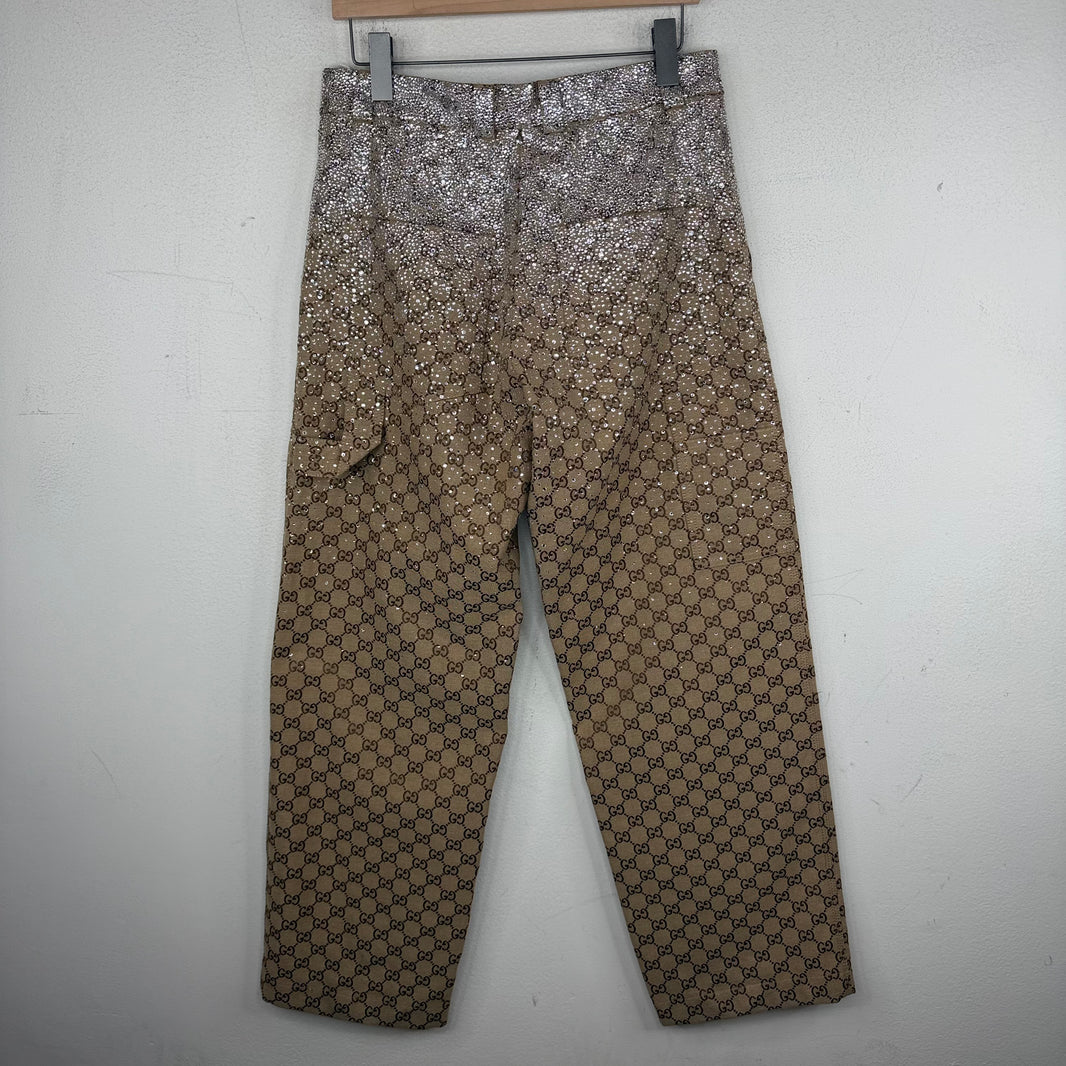 Gucci GG Monogram Crystal Embellished Carpenter Trousers