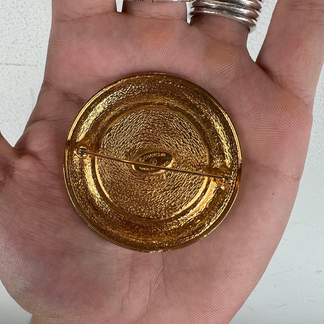 Chanel Gold Coin Brooch