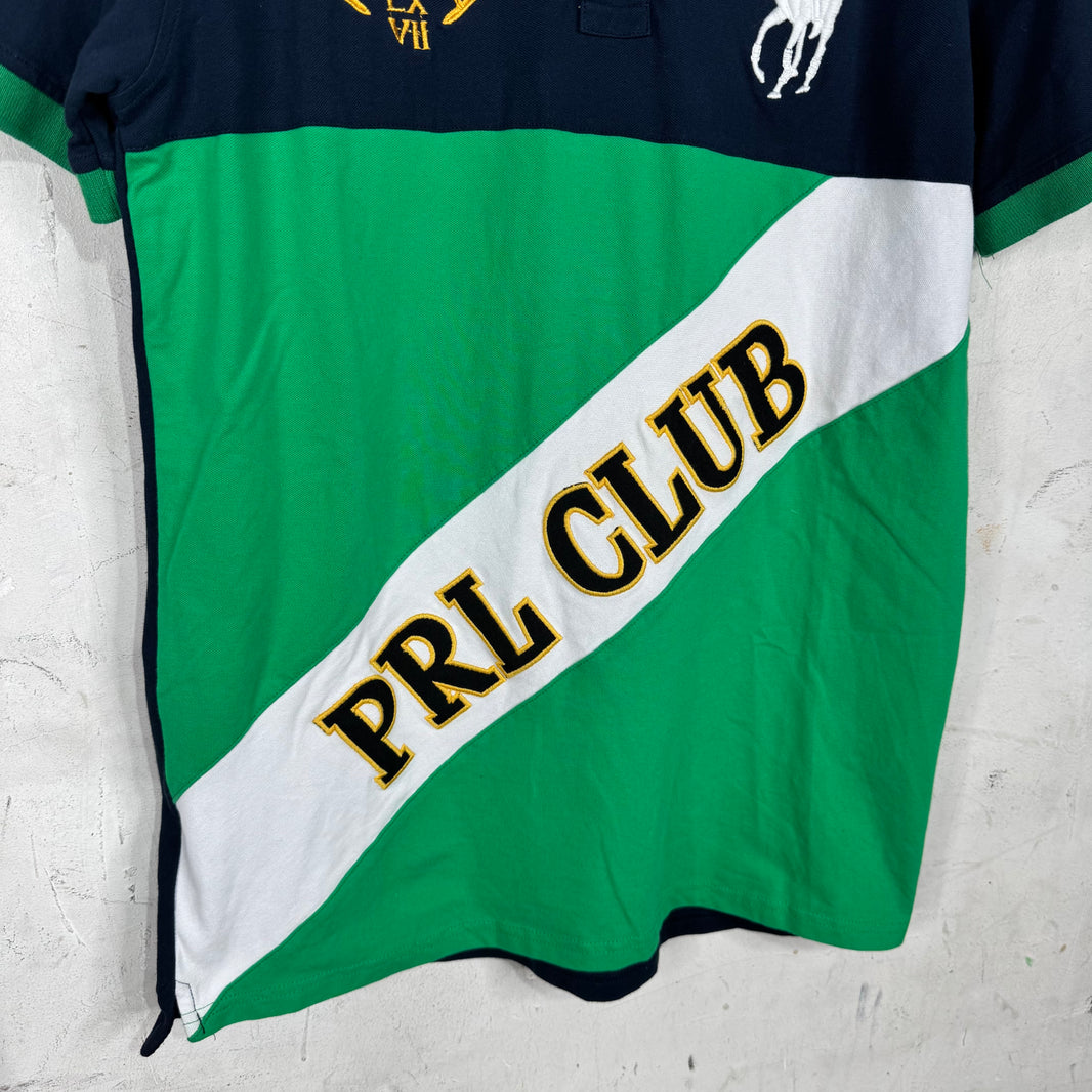 Ralph Lauren Navy/Green PRL Club Diagonal White Striipe Polo