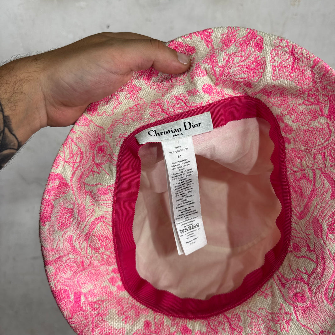 Dior Pink Canvas Monogram Bucket Hat