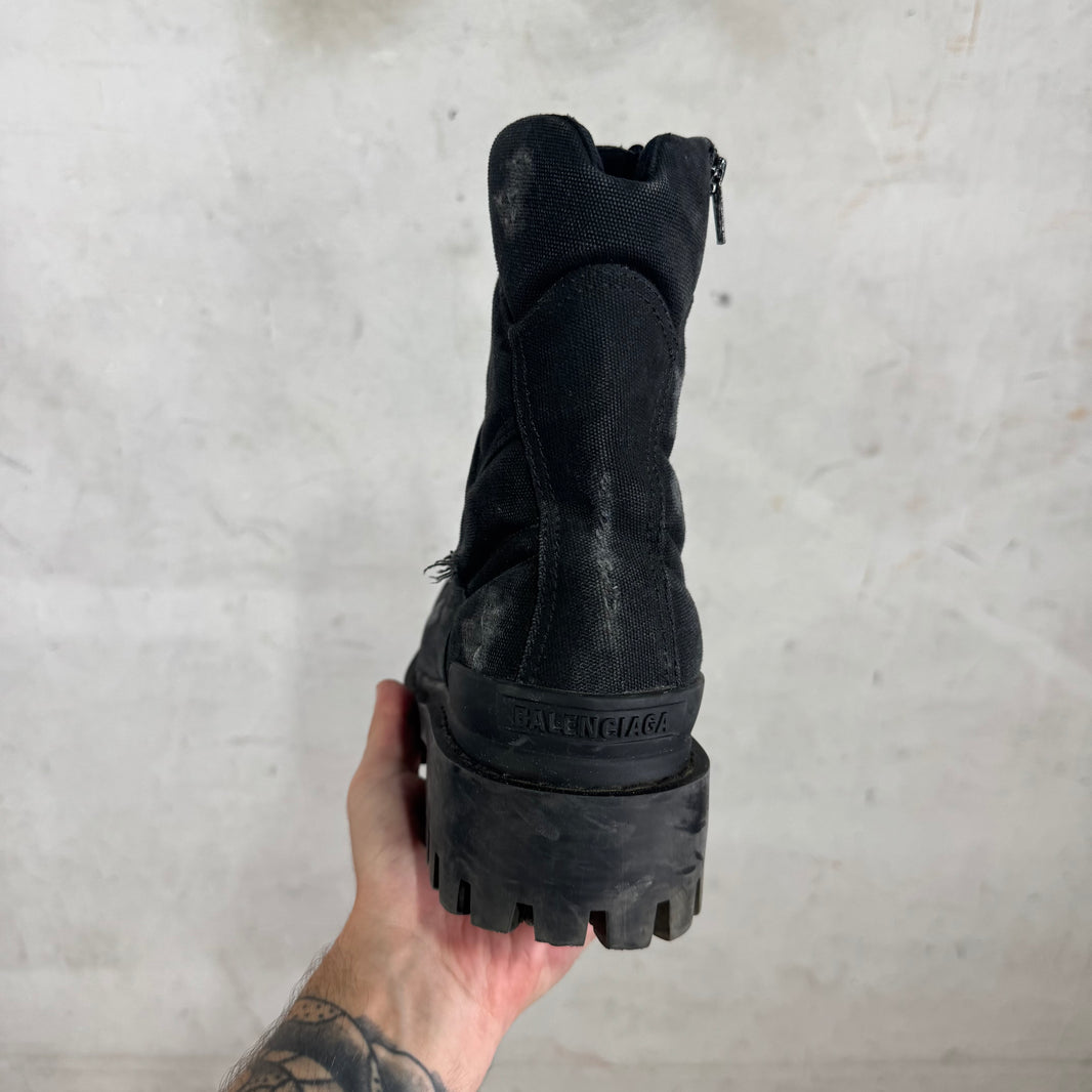 Balenciaga Black Canvas Strike Boots