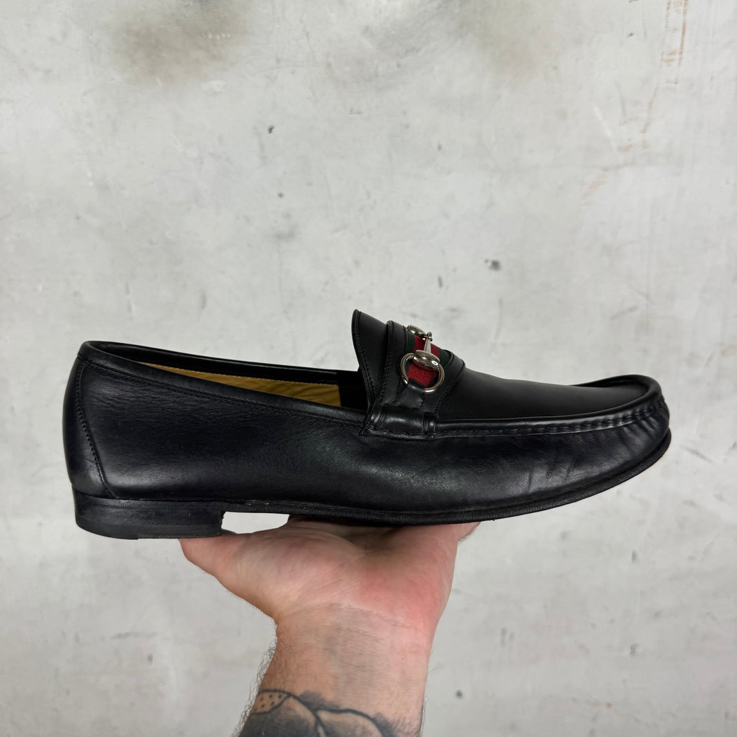 Gucci Leather Horse Bit Loafers