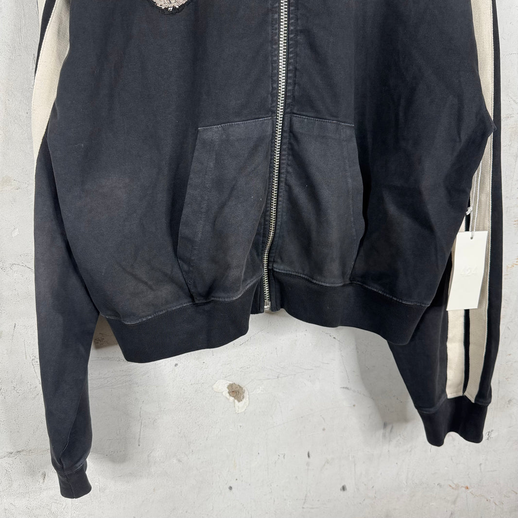 424 Black Zip Up Crest Hoodie