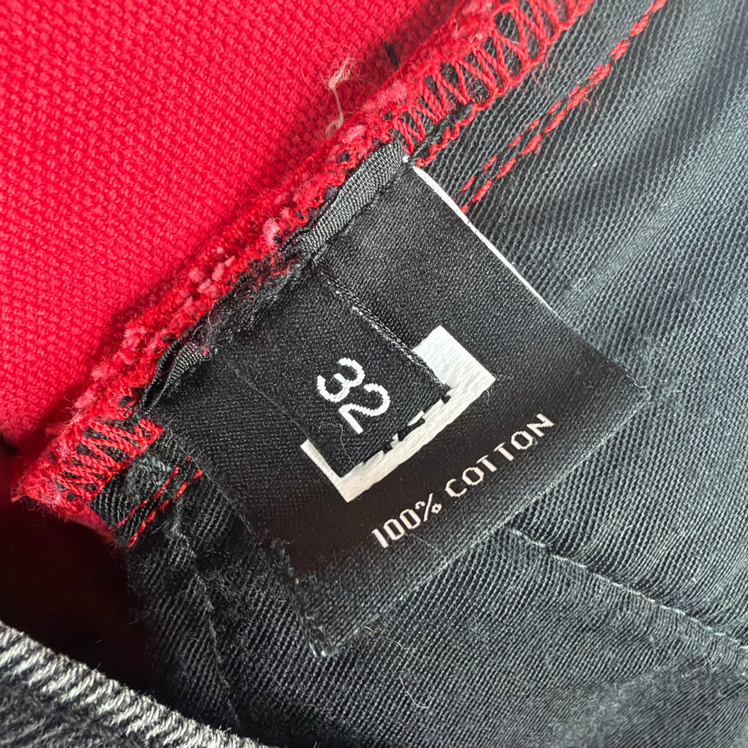 424 Red/Black Paneled Jeans
