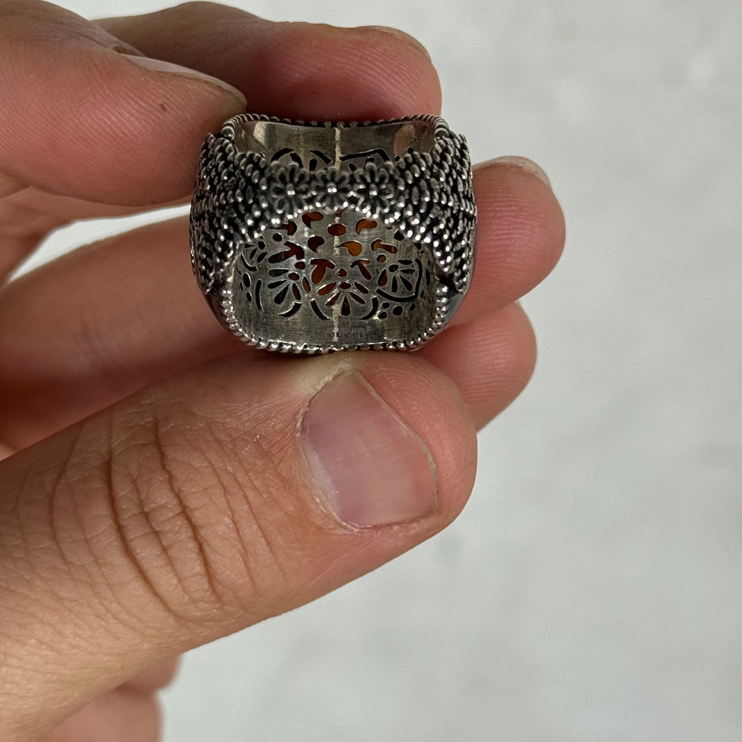 Gucci Enamel Coated Sterling Crystal Ring
