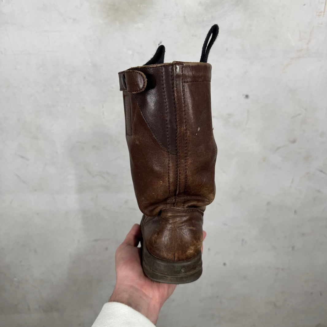 Rick Owens Brown Leather Pull Boots