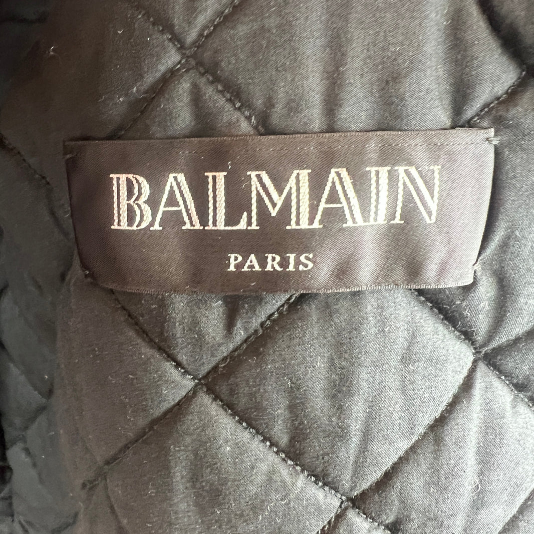 Balmain Red Velvet Crest Jacket