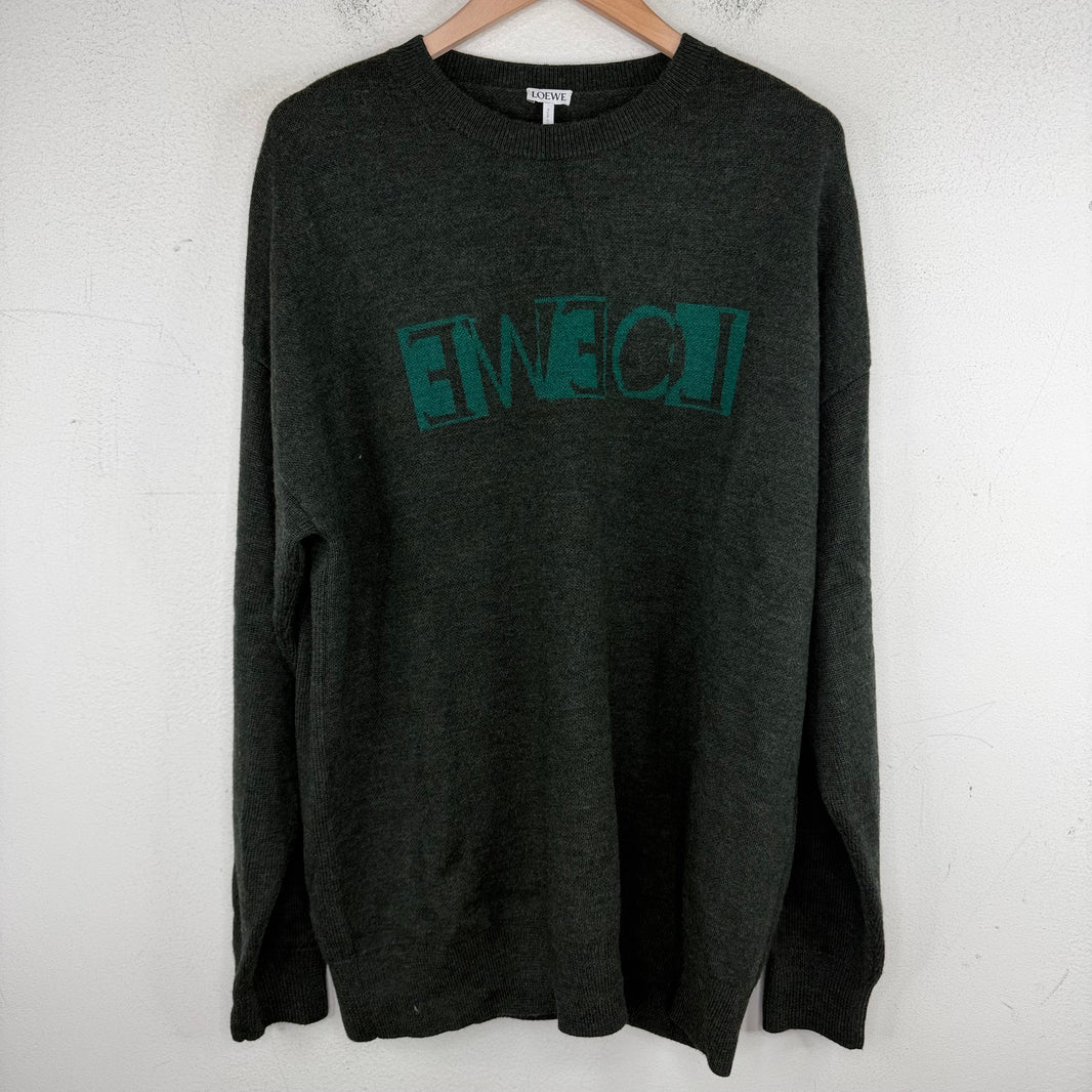 Loewe Backwards Logo Green Knit Sweater