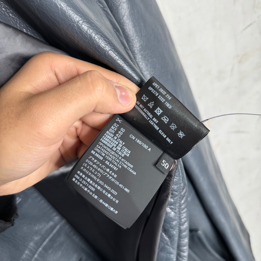Prada Raf Leather Long Duster Coat