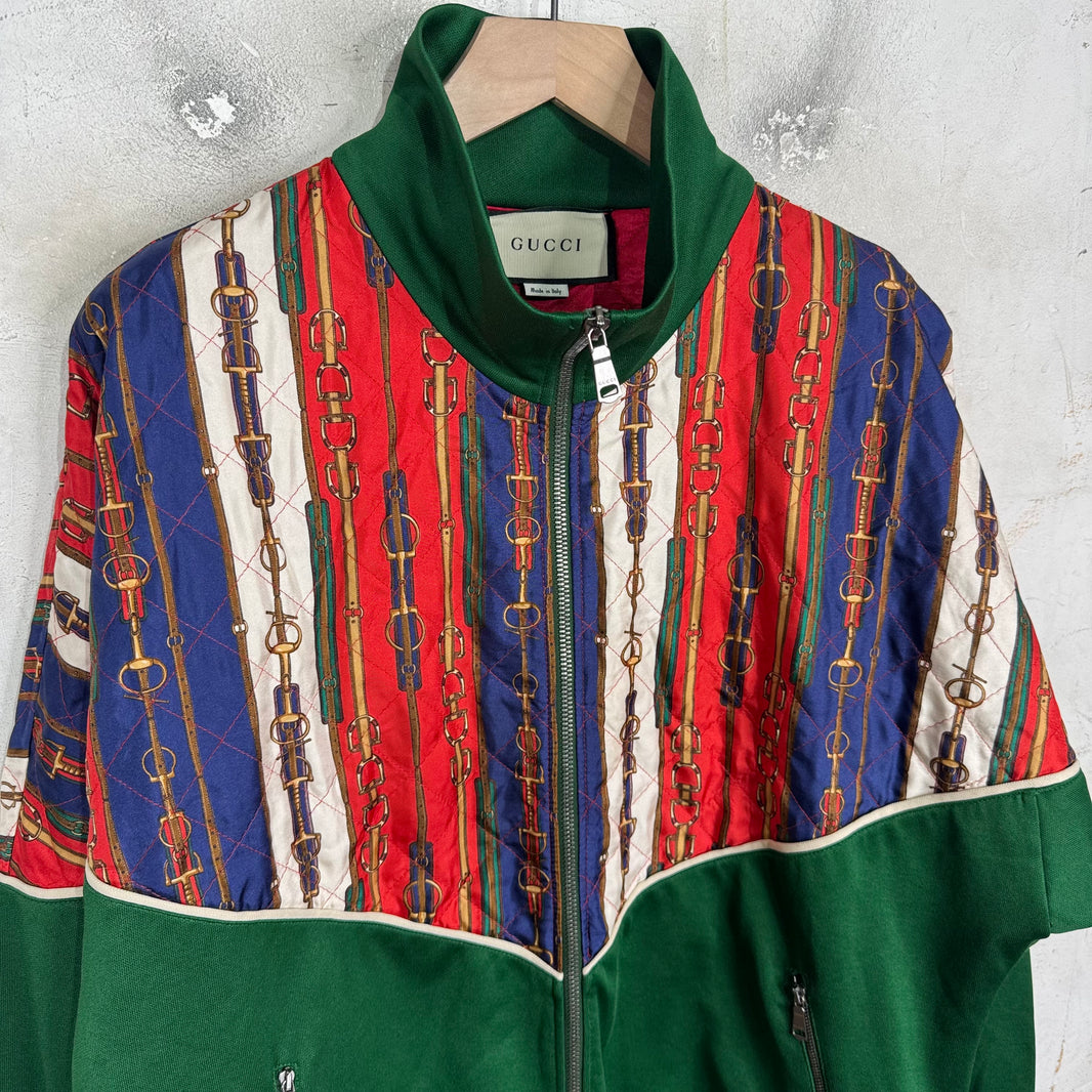 Gucci Paneled Horsebit Silk Track Jacket