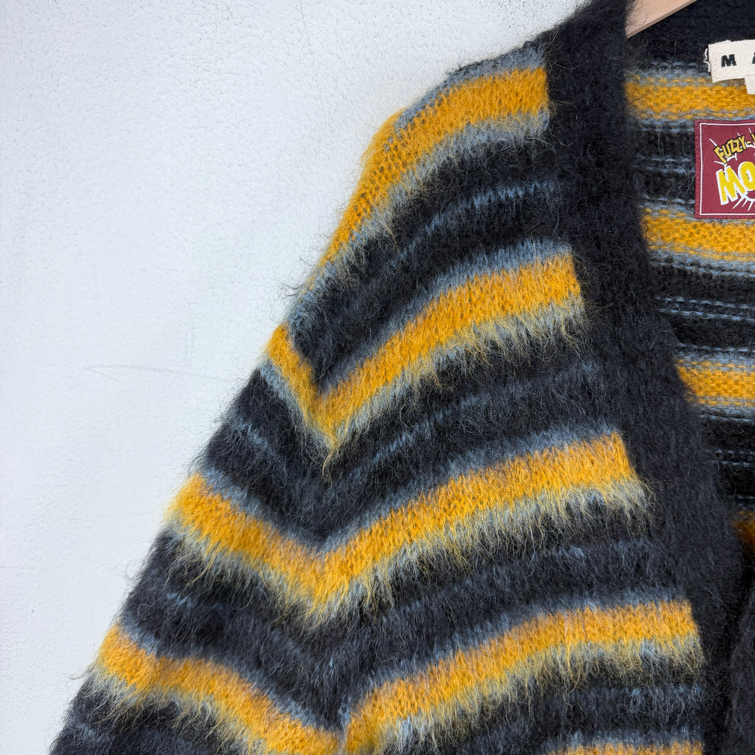 Marni Yellow/Black Striped Mohair Cardigan