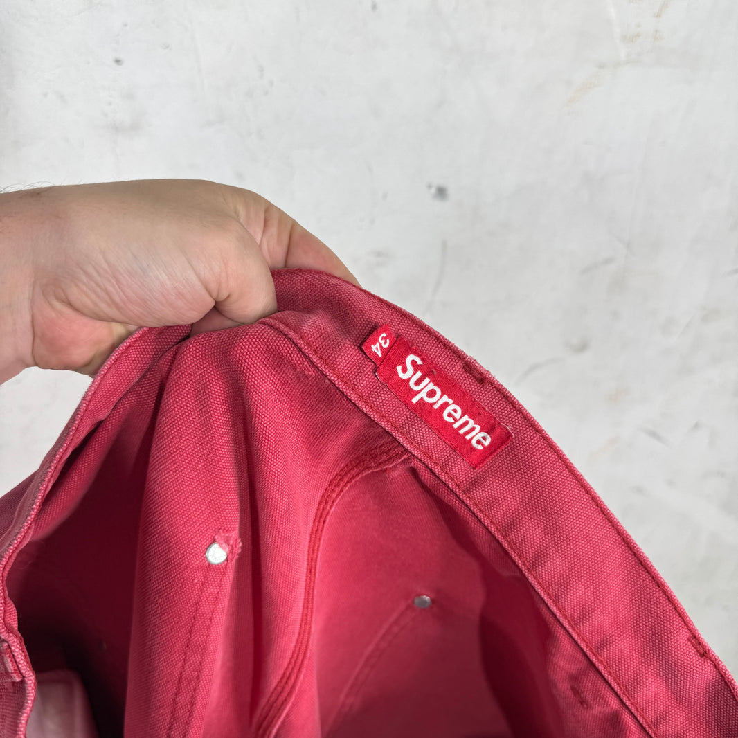 Supreme Red Faded Logo Carpenters