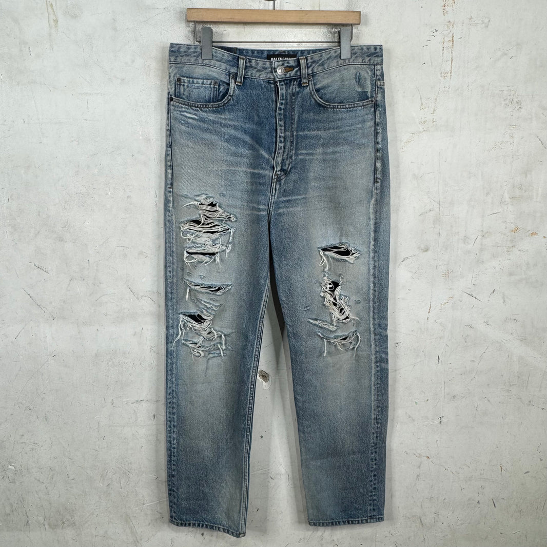 Balenciaga Distressed Layered Track Jeans
