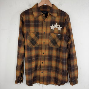 Amiri Brown 21 Star Patch Flannel