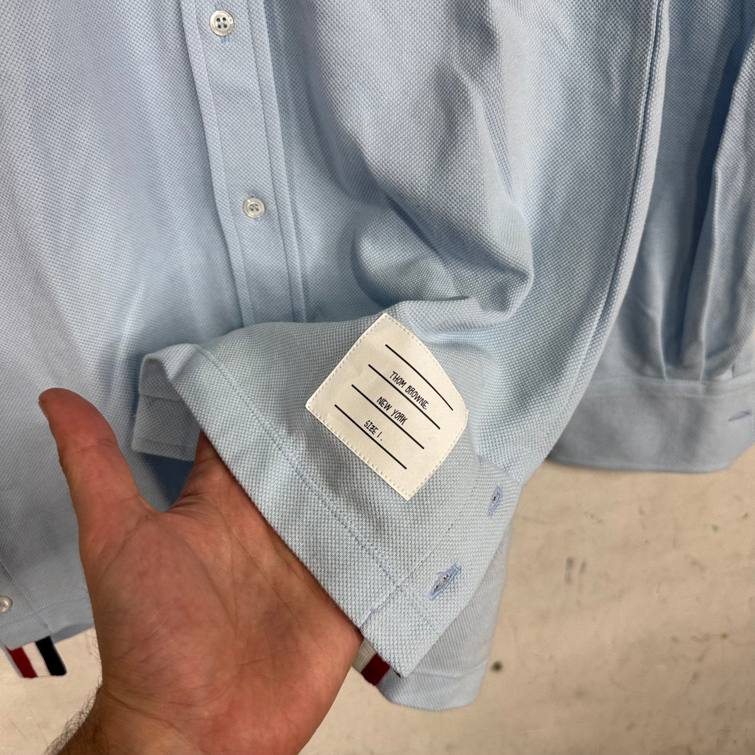 Thom Browne Light Blue Cotton Jersey Button Up