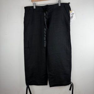 Greg Lauren Black Linen Wide Leg Trousers