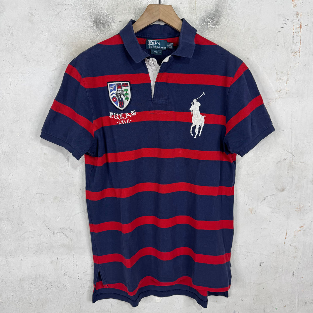 Ralph Lauren Navy/Red Striped Crested Big Pony Polo