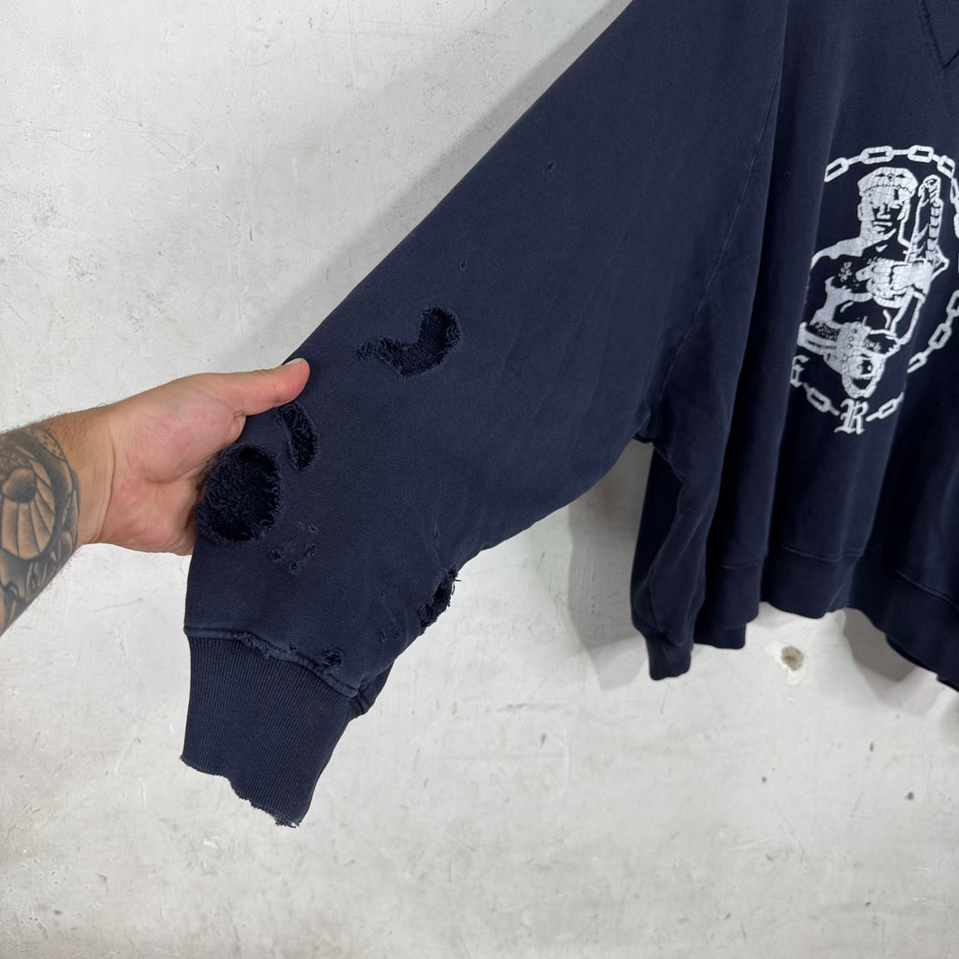 ERD Distressed Chaine Raglan Crewneck