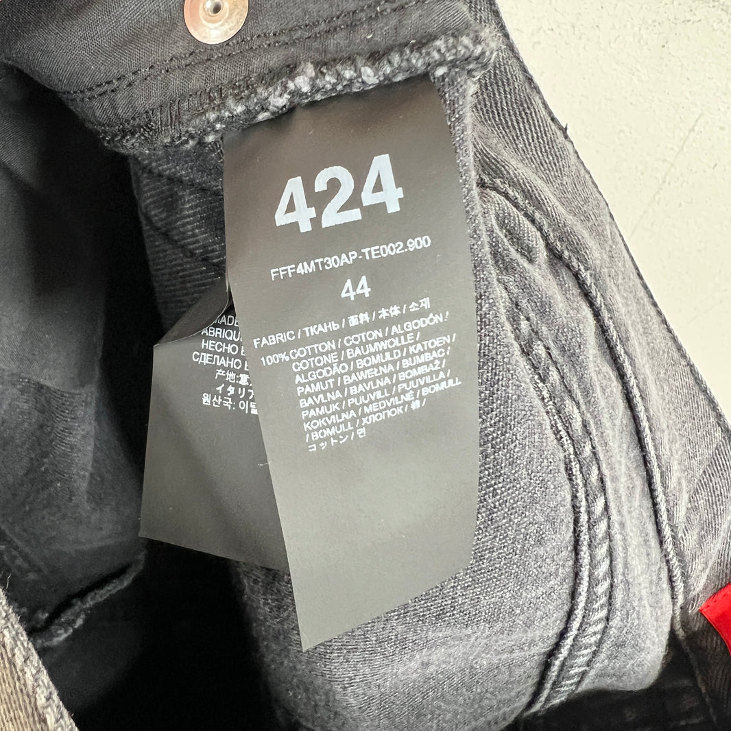 424 Black Straight Leg Denim Jeans