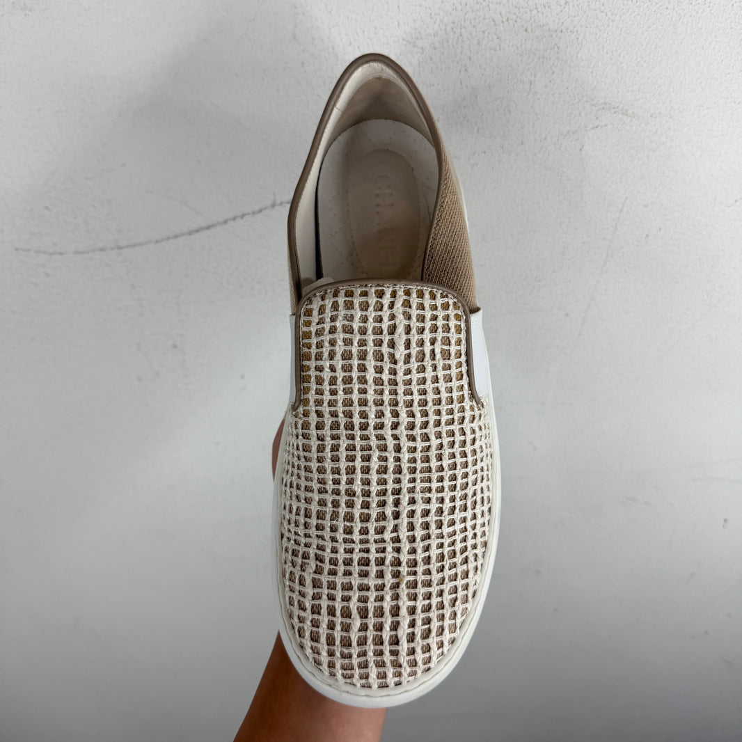 Chanel Woven Checkered Slip On Sneakers