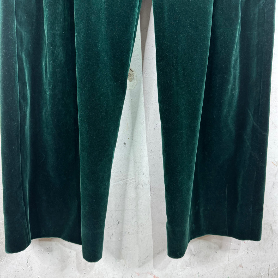 Louis Vuitton Green Velvet Pleated Baggy Trousers