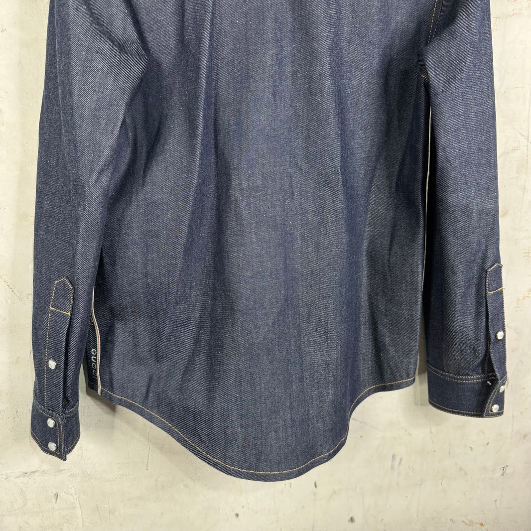 Gucci Raw Denim Snap Shirt