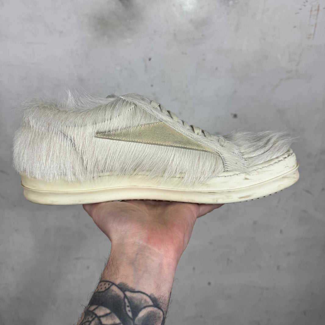 Rick Owens Cream Ponyhair Low Vans