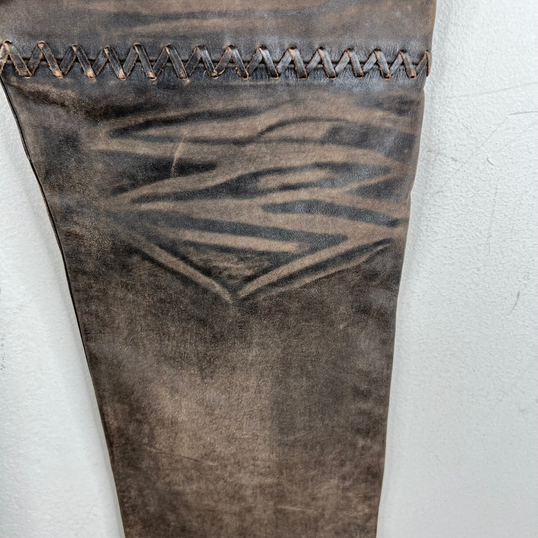 RRL Cross Stitch Leather Jeans
