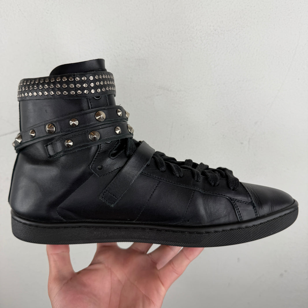 Saint Laurent Leather Studded Strapped Sneakers
