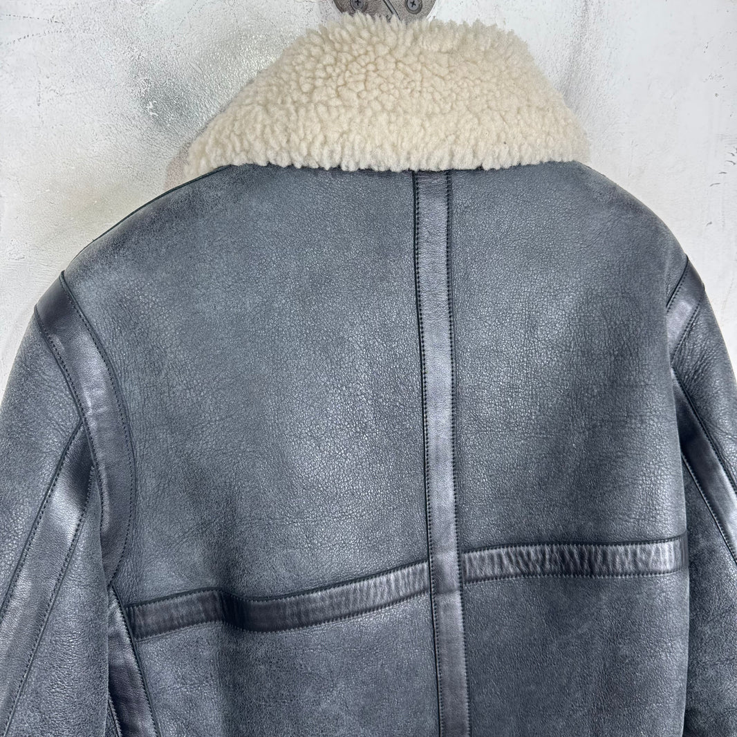 Acne Studios Blisterred Leather Shearling Pilot Jacket