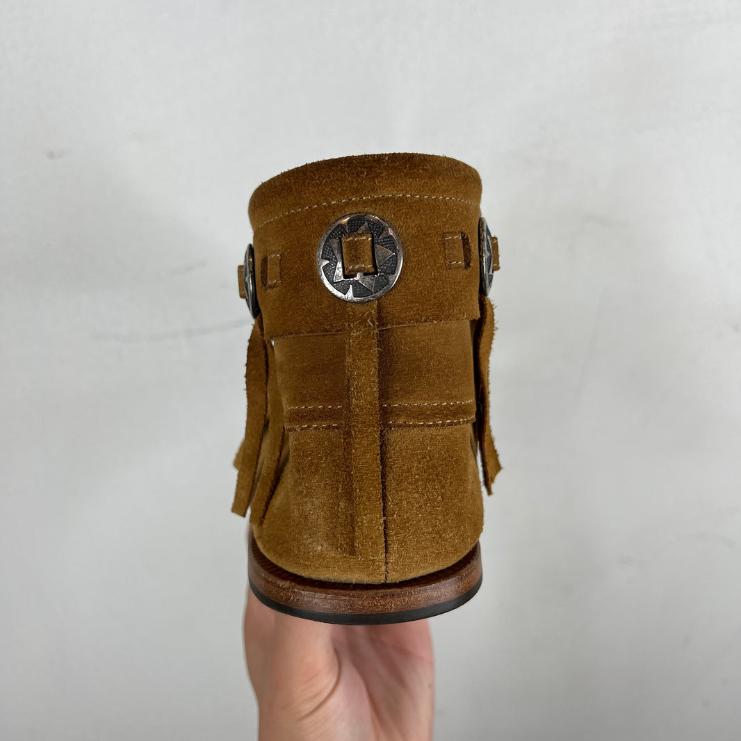Saint Laurent Suede Concho Moccasin Boots