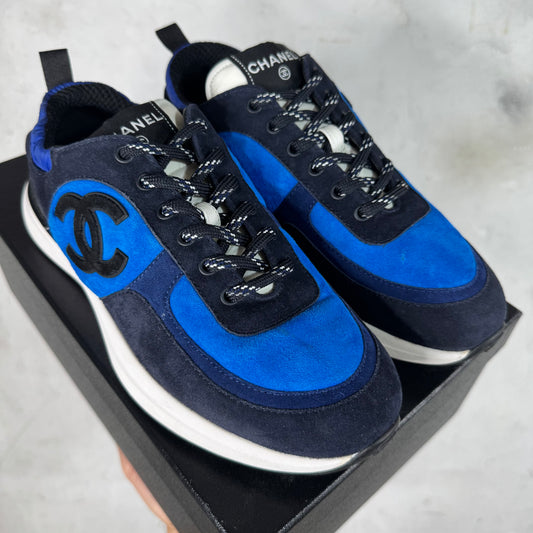 Chanel Blue Suede Runner Trainers