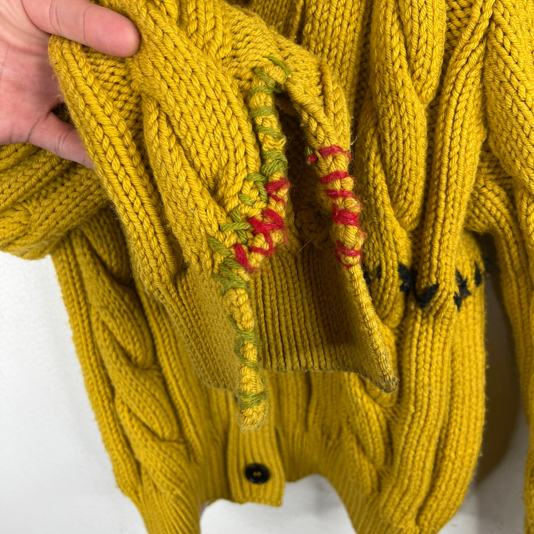 Marni Yellow Cable Knit V Neck Cardigan