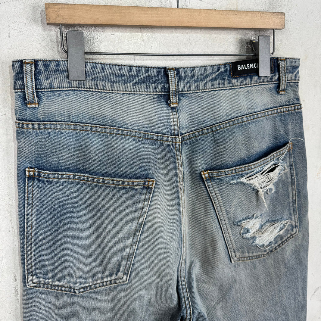 Balenciaga Distressed Layered Track Jeans