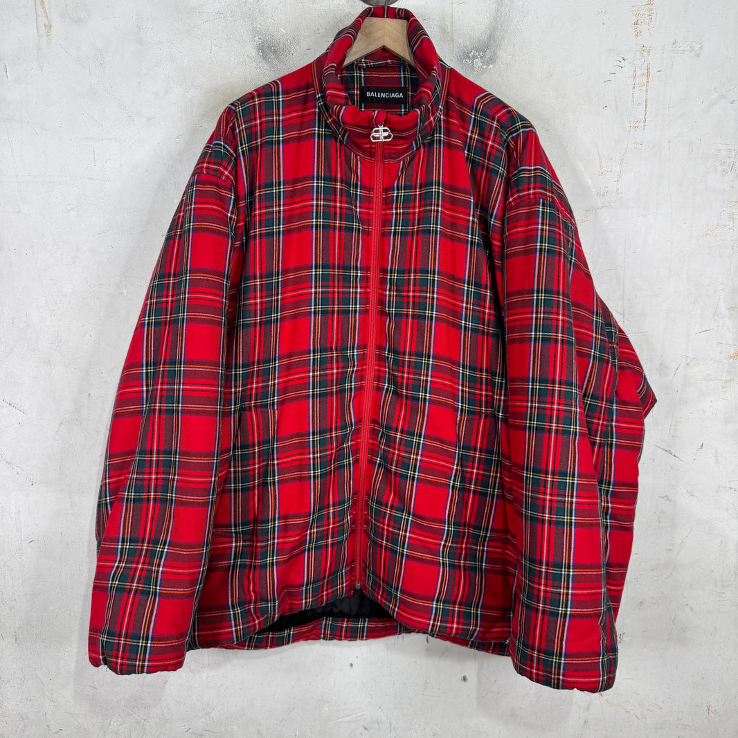 Balenciaga Tartan Plaid Padded Jacket