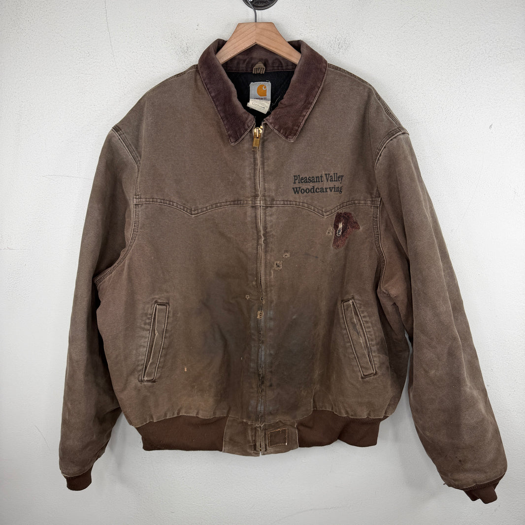 Vintage Carhartt Brown Santa Fe Pleasant Valley Woodcarving Jacket