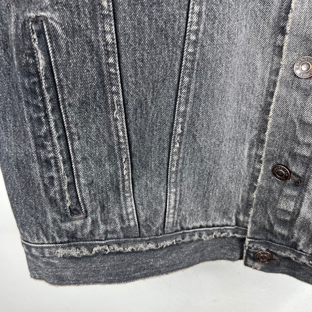 Balenciaga Sample Hybrid Denim Hooded Red Tape Jacket