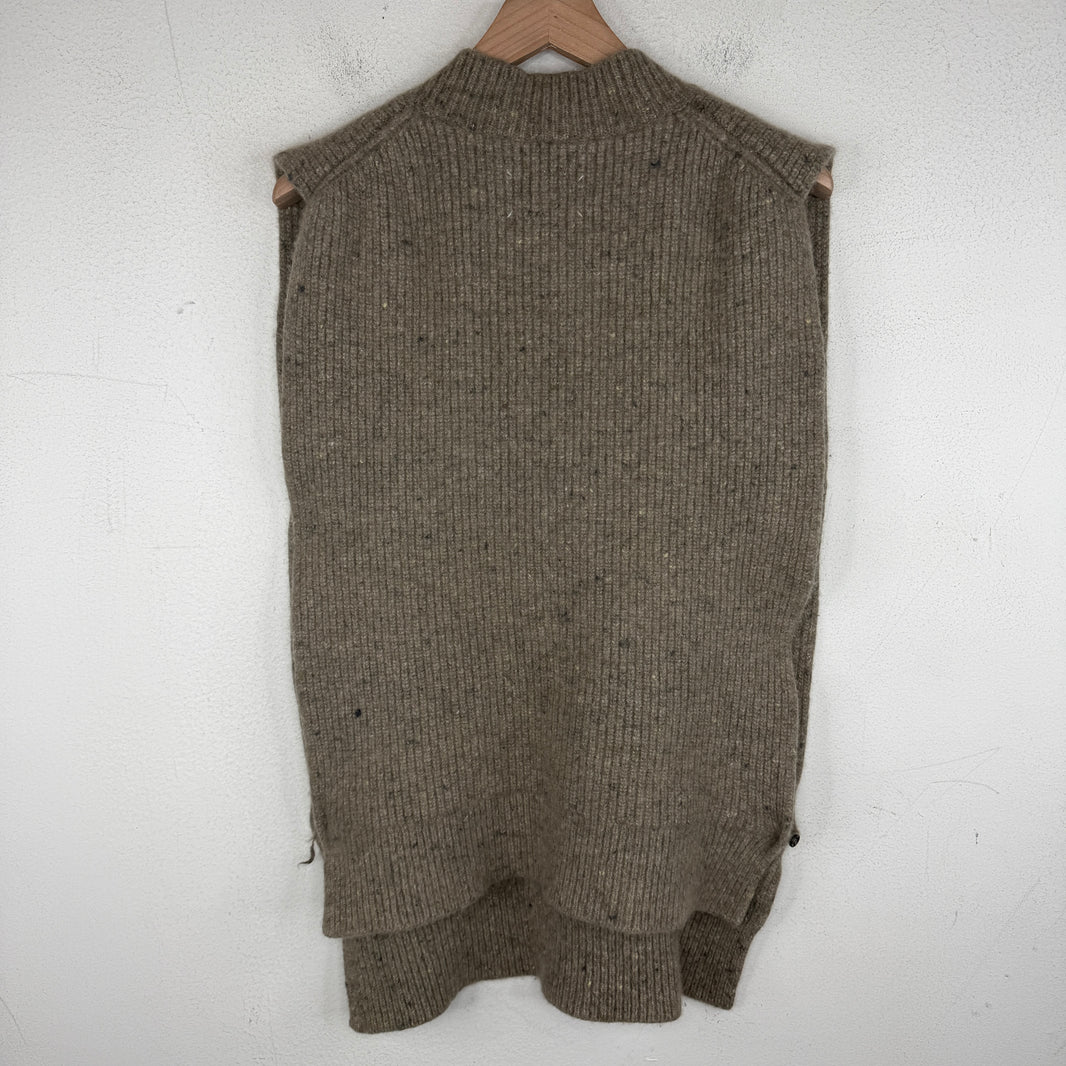 Margiela Brown Wool Cashmere Blend Open Side Cowl Vest