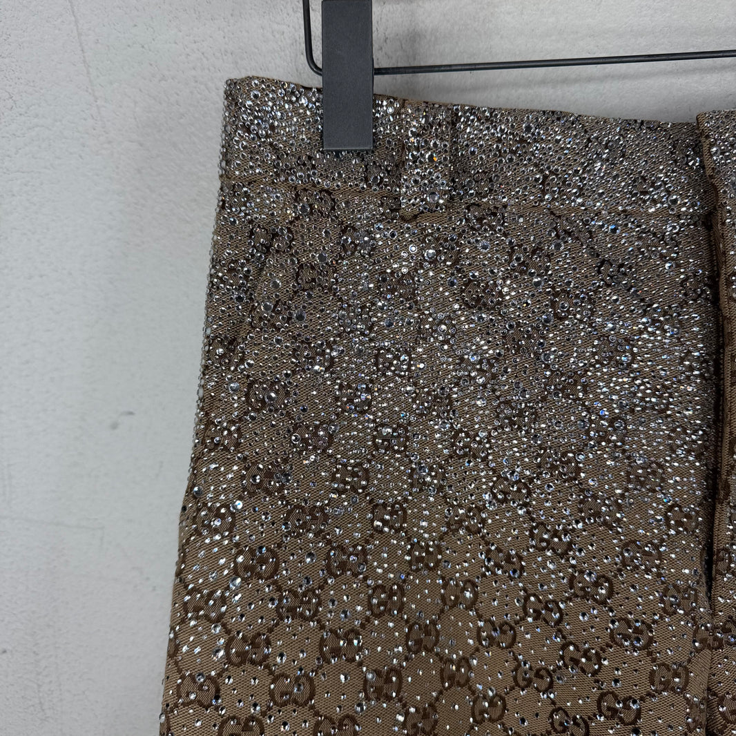 Gucci GG Monogram Crystal Embellished Carpenter Trousers