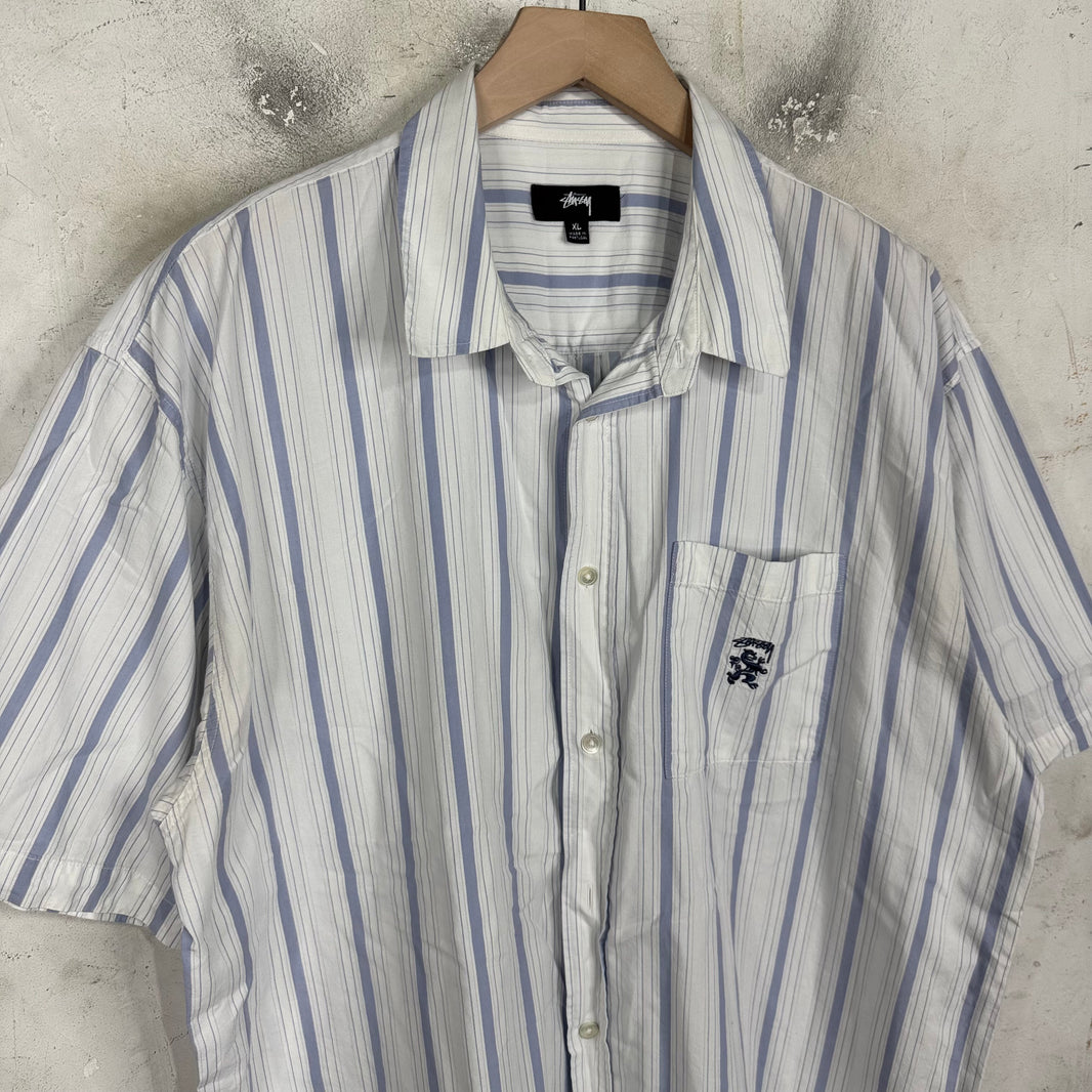 Stussy Dragon Logo Striped SS Shirt