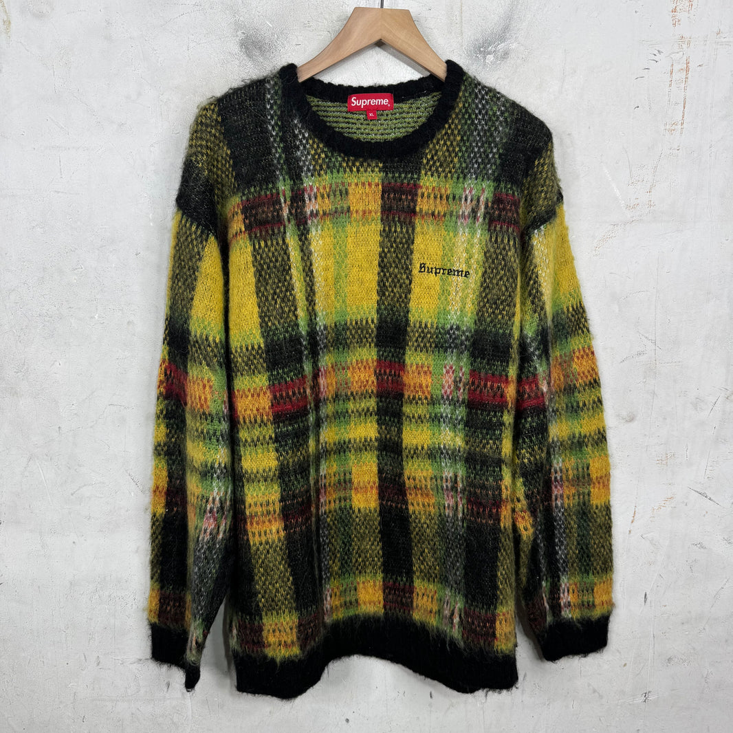 Supreme Plaid Brushed Mohair Sweater