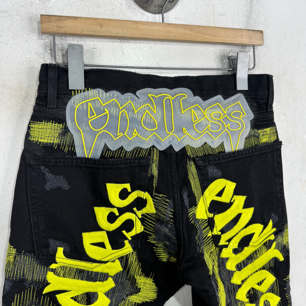 Endless Denim Yellow Stitch Repaired Denim