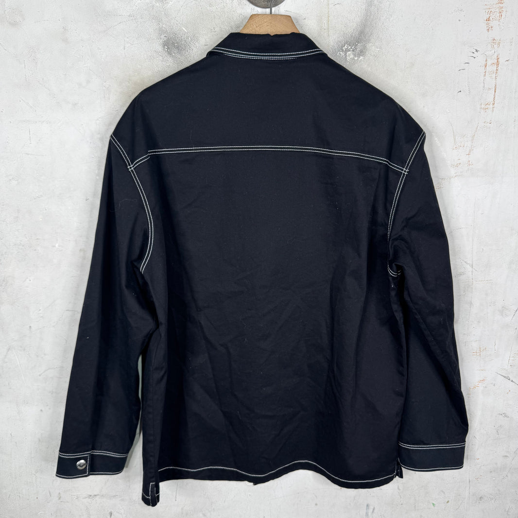 Prada Contrast Stitch Plaqued Snap Shirt