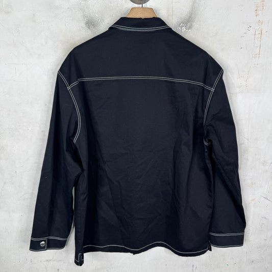 Prada Contrast Stitch Plaqued Snap Shirt
