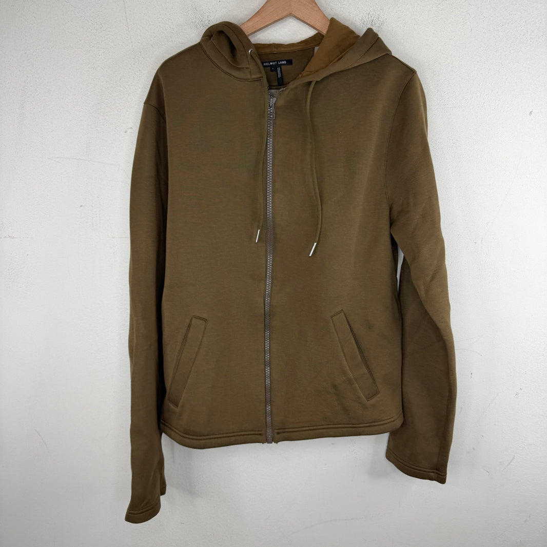 Helmut Lang Olive Zip Up Hoodie