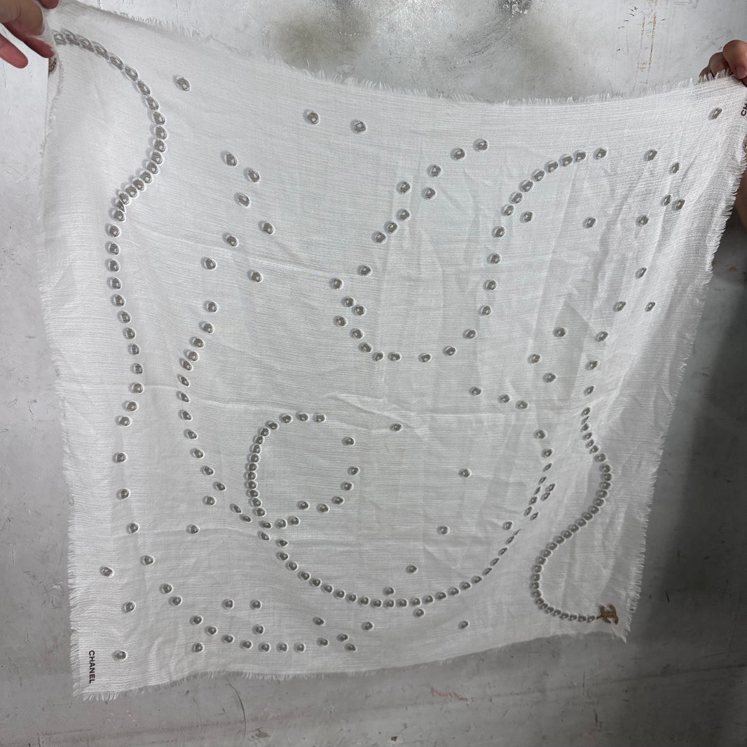 Chanel Pearl Cashmere Scarf