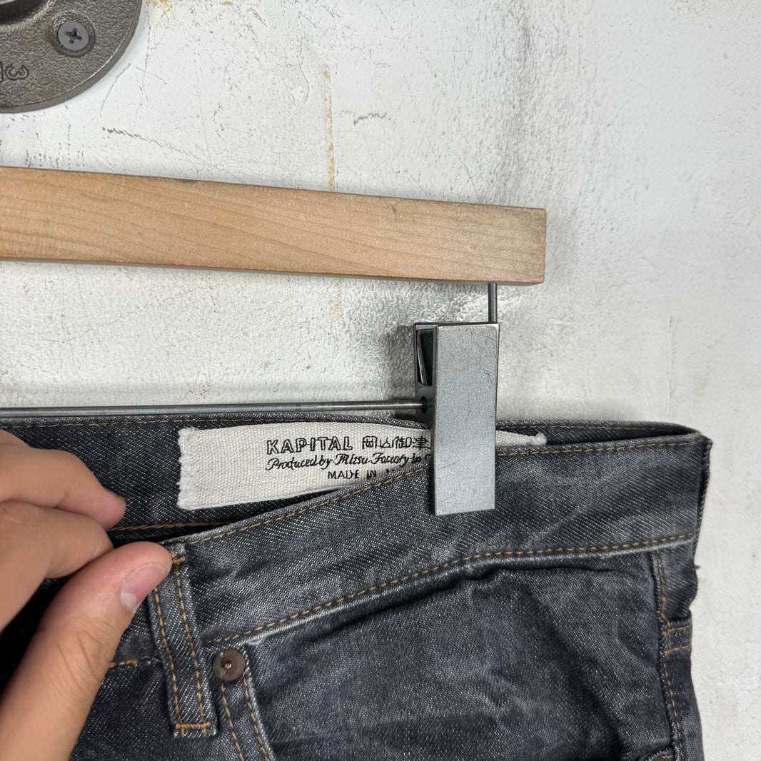 Kapital Charcoal Wash Flared Jeans
